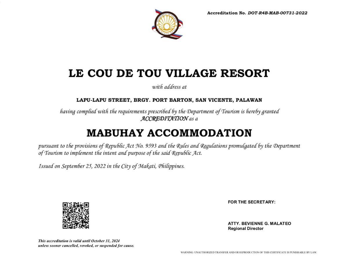 Le Cou De Tou Village Resort San Vicente  Exterior foto